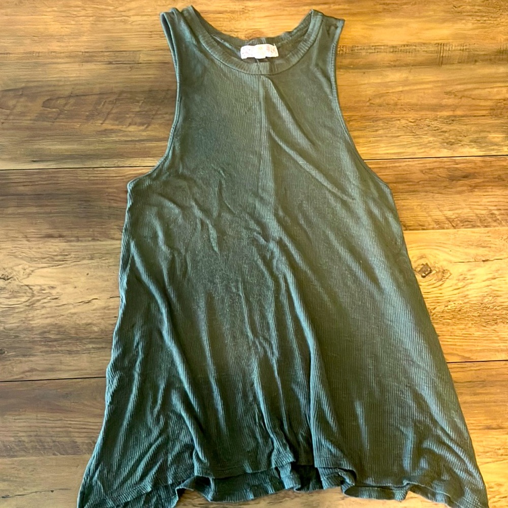 Womens long olive green tank top